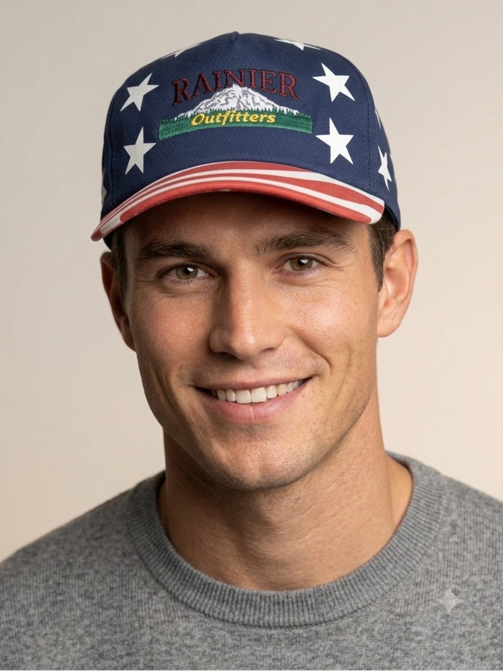 Vintage Rainier Outfitters USA Flag Snapback Hat Stars & Stripes Patriotic Cap